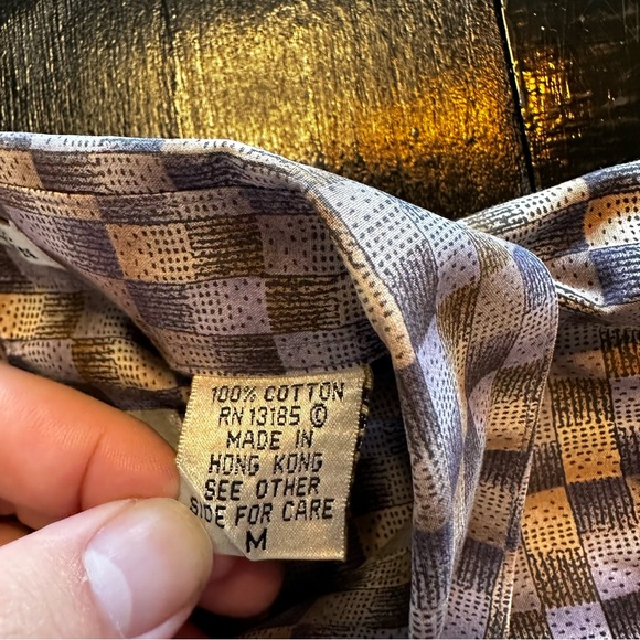 Vintage Burma Bidas Medium Gold and Blue Brown Vacation Hawaiian Button Down - Picture 4 of 7